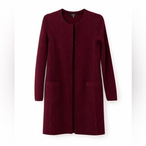 Talbots Petites 100% Merino Wool Sweater Coat Jacket Burgundy Plum P
